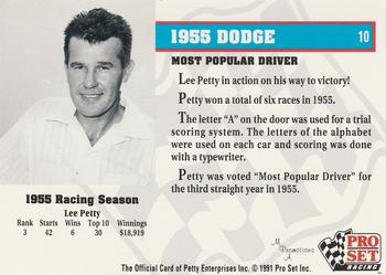 1991 Pro Set Petty Family #10 Most Popular Driver Back