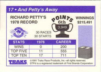 1991 Traks Richard Petty #17 And Petty's Away (Richard Petty's 1978 Record) Back