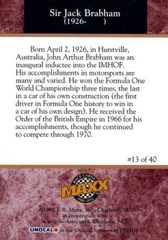 1992 Maxx IMHOF #13 Jack Brabham Back