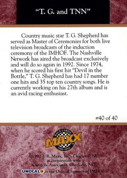 1992 Maxx IMHOF #40 T.G. Sheppard Back