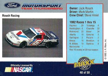 1992 Maxx Ford Motorsport #40 Mark Martin w/Crew Back