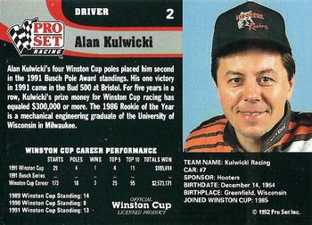 1992 Pro Set #2 Alan Kulwicki Back