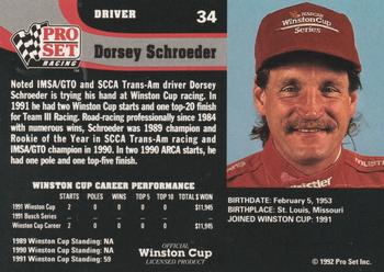 1992 Pro Set #34 Dorsey Schroeder Back