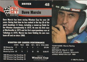 1992 Pro Set #48 Dave Marcis Back