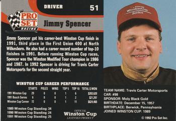 1992 Pro Set #51 Jimmy Spencer Back