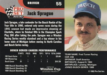 1992 Pro Set #55 Jack Sprague Back