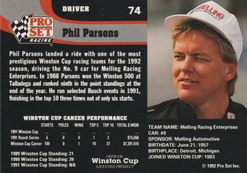 1992 Pro Set #74 Phil Parsons Back