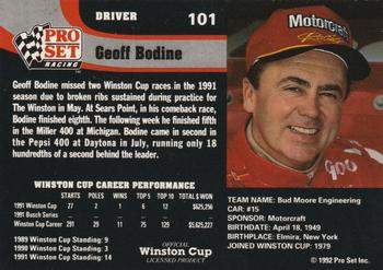 1992 Pro Set #101 Geoff Bodine Back