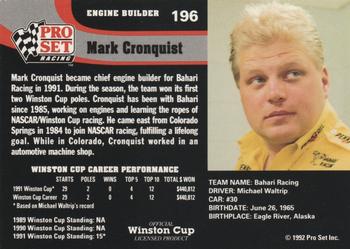1992 Pro Set #196 Mark Cronquist Back