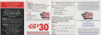 1992 Pro Set #NNO Pro Set Racing Club Offer Back