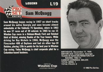 1992 Pro Set - Legends #L19 Sam McQuagg Back