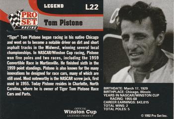 1992 Pro Set - Legends #L22 Tom Pistone Back
