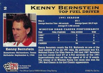 1992 Pro Set NHRA #2 Kenny Bernstein Back
