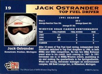 1992 Pro Set NHRA #19 Jack Ostrander Back