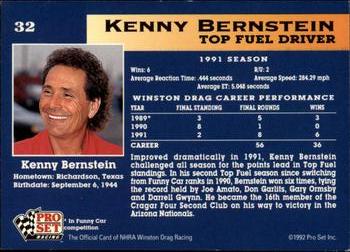 1992 Pro Set NHRA #32 Kenny Bernstein Back