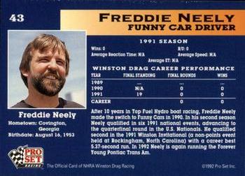 1992 Pro Set NHRA #43 Freddie Neely Back