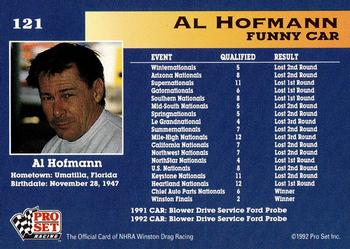 1992 Pro Set NHRA #121 Al Hofmann's Car Back