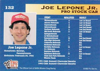 1992 Pro Set NHRA #132 Joe Lepone Jr.'s Car Back