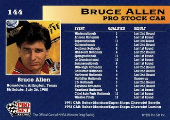 1992 Pro Set NHRA #144 Bruce Allen's Car Back