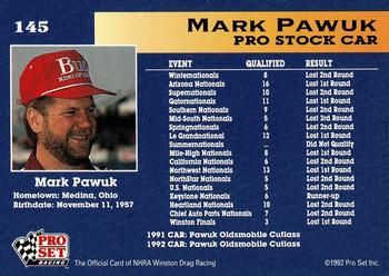 1992 Pro Set NHRA #145 Mark Pawuk's Car Back