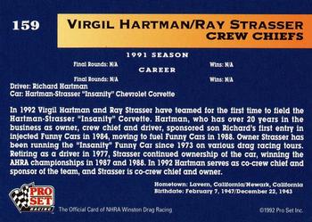 1992 Pro Set NHRA #159 Virgil Hartman / Ray Strasser Back