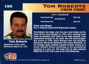 1992 Pro Set NHRA #160 Tom Roberts Back