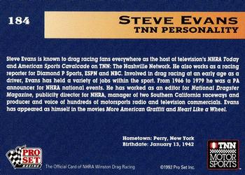 1992 Pro Set NHRA #184 Steve Evans Back