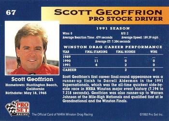 1992 Pro Set NHRA #67 Scott Geoffrion Back