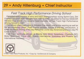 1992 Traks #29 Andy Hillenburg Back