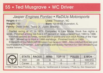 1992 Traks #55 Ted Musgrave Back
