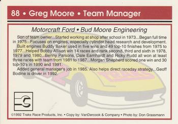 1992 Traks #88 Greg Moore Back