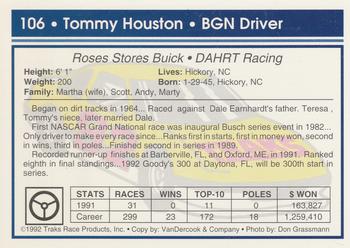 1992 Traks #106 Tommy Houston Back