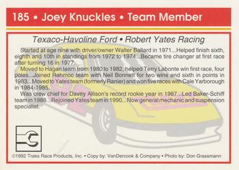 1992 Traks #185 Joey Knuckles Back