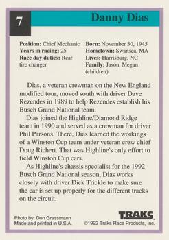 1992 Traks Country Star Racing #7 Danny Dias Back