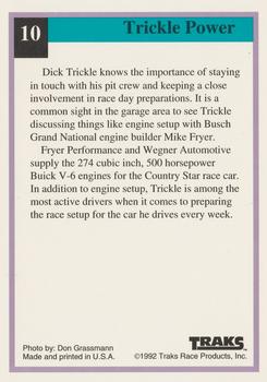 1992 Traks Country Star Racing #10 Dick Trickle / Mike Fryer Back