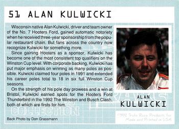 1992 Traks Racing Machines #51 Alan Kulwicki's Car Back