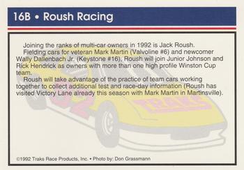1992 Traks Racing Machines - Bonus #16B Roush Racing Back