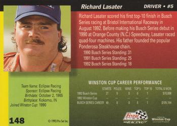 1993 Finish Line - Silver Series '93 #148 Richard Lasater Back