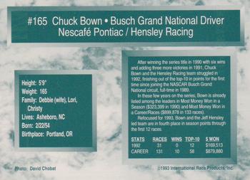 1993 Traks - First Run #165 Chuck Bown Back