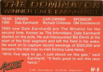 1994 Action Packed The Winston Select #W-6 Dale Earnhardt Back