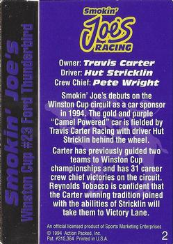 1994 Action Packed Smokin' Joe's #2 Hut Stricklin's Car Back
