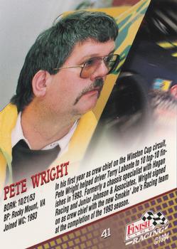 1994 Finish Line - Silver #41 Pete Wright Back