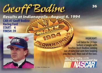 1994 Maxx Medallion #36 Geoff Bodine Back