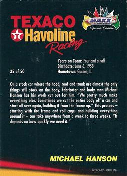 1994 Maxx Texaco Havoline Racing #35 Michael Hanson Back