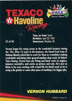 1994 Maxx Texaco Havoline Racing #37 Vernon Hubbard Back