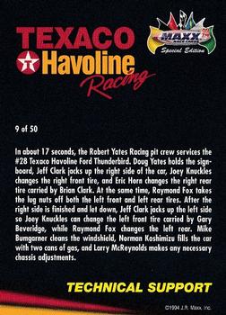 1994 Maxx Texaco Havoline Racing #9 Technical Support Back