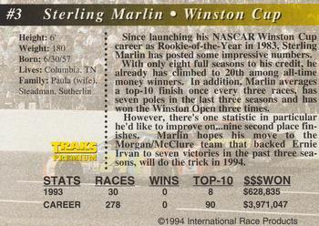 1994 Traks - First Run #3 Sterling Marlin Back
