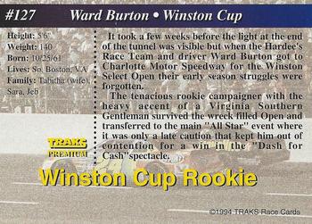 1994 Traks - First Run #127 Ward Burton Back