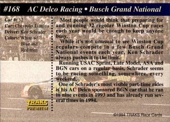 1994 Traks - First Run #168 AC Delco Racing Back