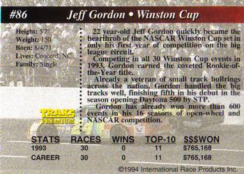 1994 Traks - First Run #86 Jeff Gordon Back